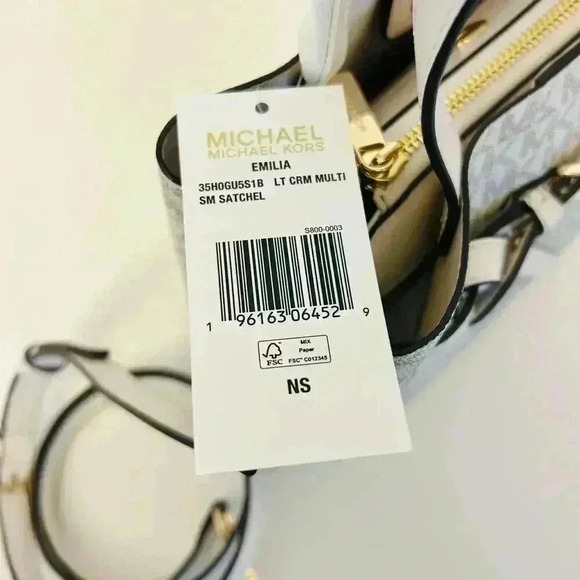 Michael Kors Purse & Wallet Emilia Small Satchel Light Cream MK Signature - Picture 8 of 12